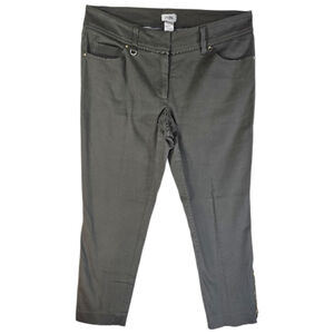 Cache' Olive Green Stretch Capri Pants W/ Gold Zipper Hem Size 6